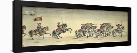 Parade of Royal Regiment of Dragoons on Horseback, 1706-null-Framed Giclee Print