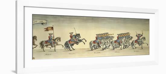 Parade of Royal Regiment of Dragoons on Horseback, 1706-null-Framed Giclee Print