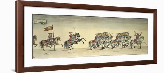 Parade of Royal Regiment of Dragoons on Horseback, 1706-null-Framed Giclee Print