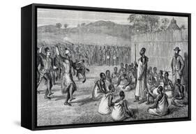 Parade of Ugandan Troops, Engraving from Journal of Discovery of Sources of Nile-John Hanning Speke-Framed Stretched Canvas