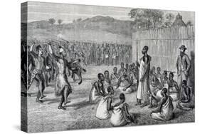 Parade of Ugandan Troops, Engraving from Journal of Discovery of Sources of Nile-John Hanning Speke-Stretched Canvas