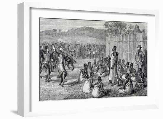 Parade of Ugandan Troops, Engraving from Journal of Discovery of Sources of Nile-John Hanning Speke-Framed Giclee Print