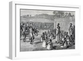 Parade of Ugandan Troops, Engraving from Journal of Discovery of Sources of Nile-John Hanning Speke-Framed Giclee Print