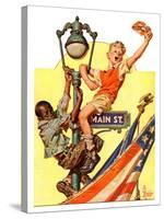 "Parade View from Lamp Post,"July 3, 1937-Joseph Christian Leyendecker-Stretched Canvas