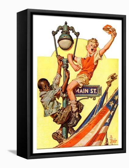 "Parade View from Lamp Post,"July 3, 1937-Joseph Christian Leyendecker-Framed Stretched Canvas