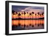 Paradise Beach Sunset or Sunrise with Tropical Palm Trees. Summer Travel Holidays Vacation Getaway-Maridav-Framed Photographic Print