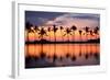 Paradise Beach Sunset or Sunrise with Tropical Palm Trees. Summer Travel Holidays Vacation Getaway-Maridav-Framed Photographic Print