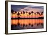 Paradise Beach Sunset or Sunrise with Tropical Palm Trees. Summer Travel Holidays Vacation Getaway-Maridav-Framed Photographic Print