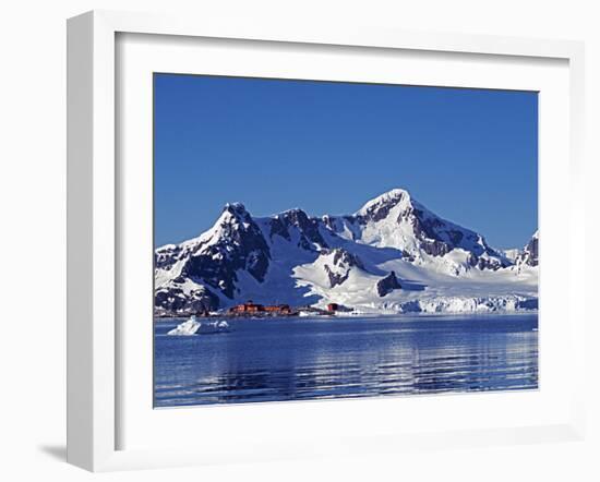 Paradise Harbour, the Chilean Base in Paradise Harbour on Antarctic Peninsula, Antarctica-Mark Hannaford-Framed Photographic Print