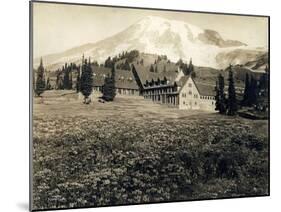 Paradise Inn and Mount Rainier, 1916-Asahel Curtis-Mounted Giclee Print