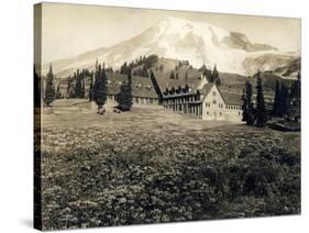 Paradise Inn and Mount Rainier, 1916-Asahel Curtis-Stretched Canvas