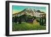 Paradise Inn, Mt. Rainier National Park - Rainier National Park-Lantern Press-Framed Art Print