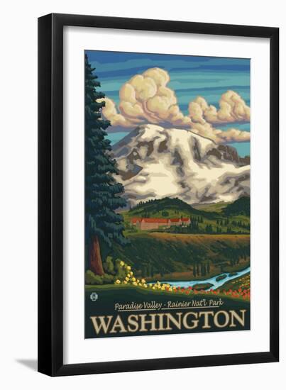 Paradise Inn, Mt. Rainier National Park, Washington-Lantern Press-Framed Art Print