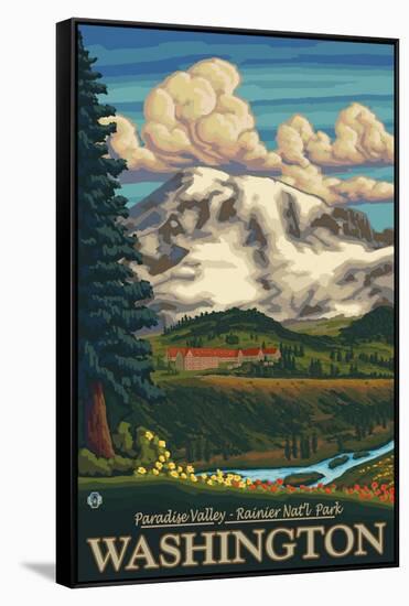 Paradise Inn, Mt. Rainier National Park, Washington-Lantern Press-Framed Stretched Canvas