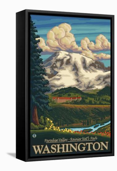 Paradise Inn, Mt. Rainier National Park, Washington-Lantern Press-Framed Stretched Canvas