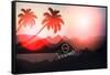 Paradise Island-Palm Tree Sunset-AlessandraM-Framed Stretched Canvas