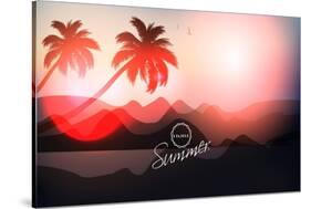 Paradise Island-Palm Tree Sunset-AlessandraM-Stretched Canvas