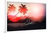 Paradise Island-Palm Tree Sunset-AlessandraM-Framed Art Print