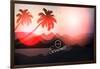 Paradise Island-Palm Tree Sunset-AlessandraM-Framed Art Print