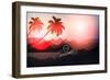 Paradise Island-Palm Tree Sunset-AlessandraM-Framed Art Print