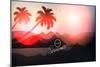 Paradise Island-Palm Tree Sunset-AlessandraM-Mounted Art Print