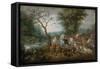 Paradise Landscape with Animals. Date/Period: From 1613 until 1615. Painting. Oil on panel. Heig...-Jan Brueghel the Elder-Framed Stretched Canvas
