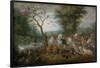 Paradise Landscape with Animals. Date/Period: From 1613 until 1615. Painting. Oil on panel. Heig...-Jan Brueghel the Elder-Framed Poster