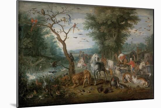 Paradise Landscape with Animals-Jan Brueghel the Younger-Mounted Giclee Print