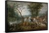 Paradise Landscape with Animals-Jan Brueghel the Younger-Framed Stretched Canvas