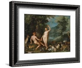 Paradise Landscape with Eve Tempting Adam-Jan Brueghel the Younger-Framed Giclee Print