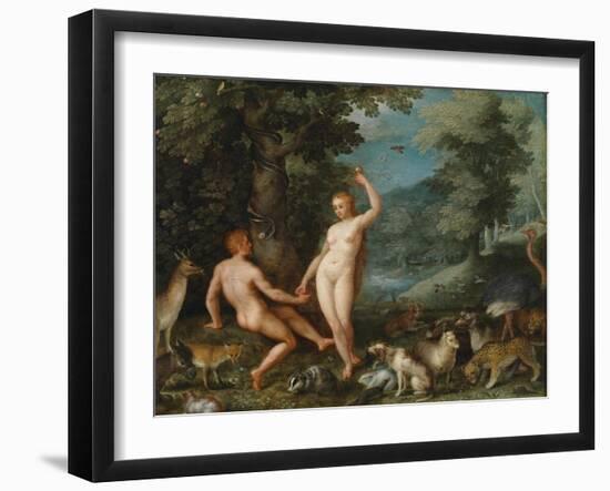 Paradise Landscape with Eve Tempting Adam-Jan Brueghel the Younger-Framed Giclee Print