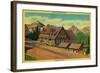 Paradise Lodge at Rainier National Park - Rainier National Park-Lantern Press-Framed Art Print