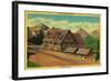 Paradise Lodge at Rainier National Park - Rainier National Park-Lantern Press-Framed Art Print