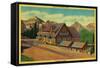 Paradise Lodge at Rainier National Park - Rainier National Park-Lantern Press-Framed Stretched Canvas