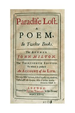 Paradise Lost By John Milton 1608 1674 Paradise Lost By John Milton 1608 1674