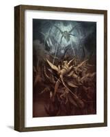 Paradise Lost: Fall of the rebel angels,-Gustave Dore-Framed Giclee Print