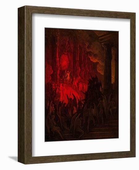 Paradise Lost: Satan in Council, engraving by Gustave Doré-Gustave Dore-Framed Giclee Print