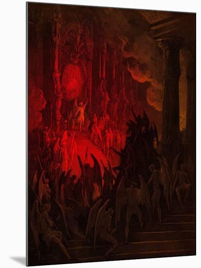 Paradise Lost: Satan in Council, engraving by Gustave Doré-Gustave Dore-Mounted Giclee Print