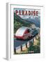 Paradise, Montana - Retro Camper-Lantern Press-Framed Art Print
