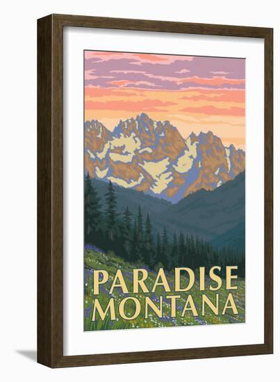 Paradise, Montana - Spring Flowers-Lantern Press-Framed Art Print