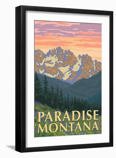 Paradise, Montana - Spring Flowers-Lantern Press-Framed Art Print