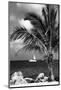 Paradise Palm Tree with a Sailboat on the Ocean - Florida-Philippe Hugonnard-Mounted Photographic Print