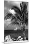 Paradise Palm Tree with a Sailboat on the Ocean - Florida-Philippe Hugonnard-Mounted Premium Photographic Print