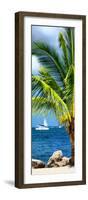 Paradise Palm Tree with a Sailboat on the Ocean - Florida-Philippe Hugonnard-Framed Photographic Print