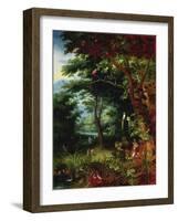 Paradise Scene with Adam and Eve-Jan Brueghel the Younger-Framed Giclee Print