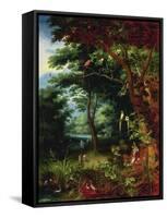 Paradise Scene with Adam and Eve-Jan Brueghel the Younger-Framed Stretched Canvas