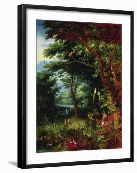 Paradise Scene with Adam and Eve-Jan Brueghel the Younger-Framed Giclee Print