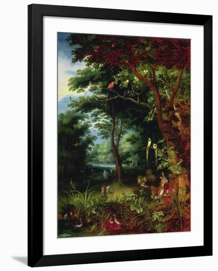 Paradise Scene with Adam and Eve-Jan Brueghel the Younger-Framed Giclee Print