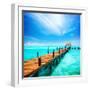 Paradise. Vacations and Tourism Concept. Tropical Resort. Jetty on Isla Mujeres, Mexico,Cancun-Subbotina Anna-Framed Photographic Print