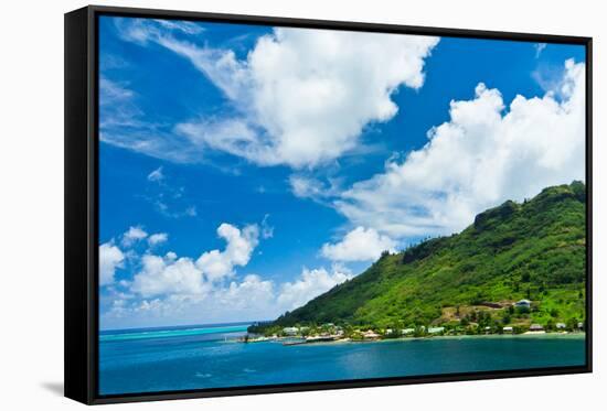 Paradise View of Moorea Islands, Cook's Bay, French Polynesia-mffoto-Framed Stretched Canvas